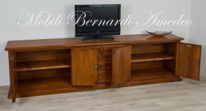Removable living room furniture in walnut wood with classic style doors and drawers